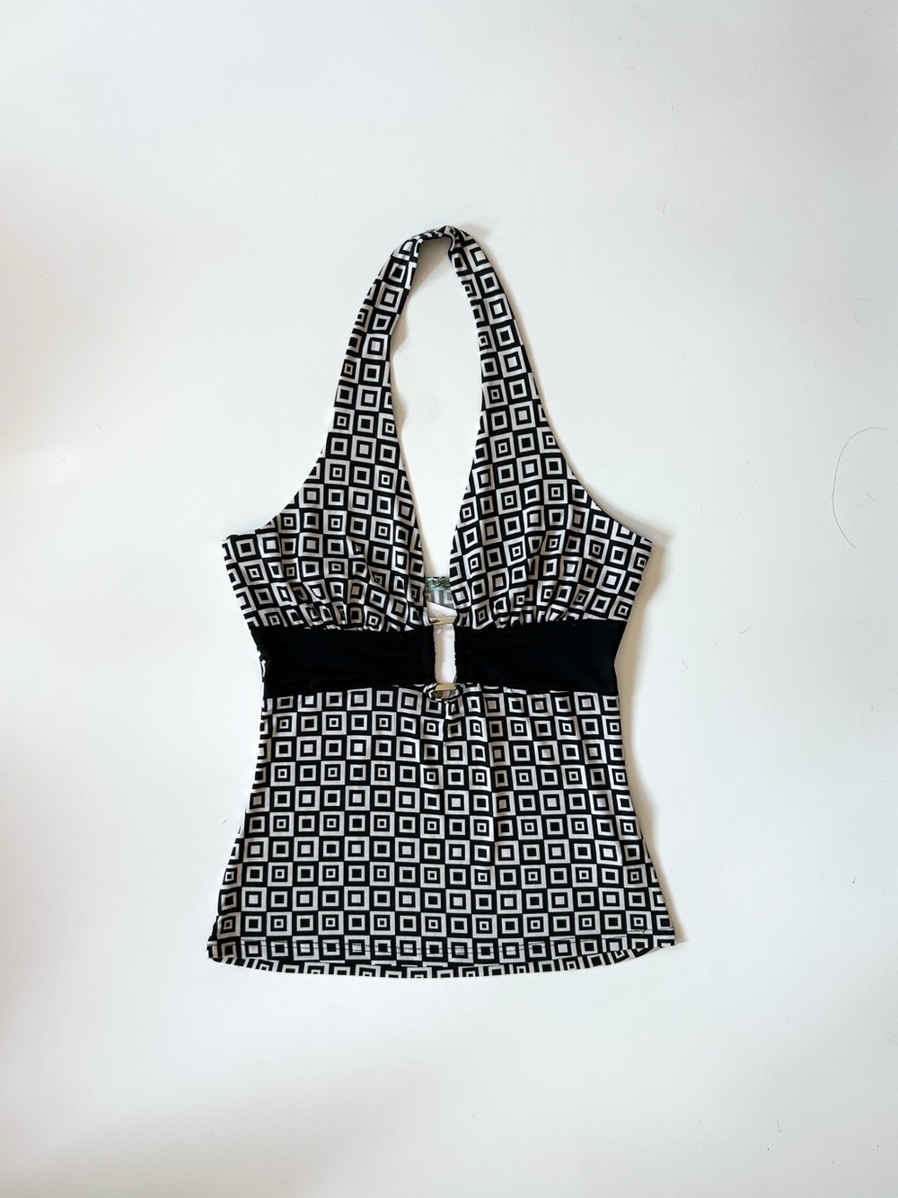 Vintage Black & White Geometric Halter Camisole